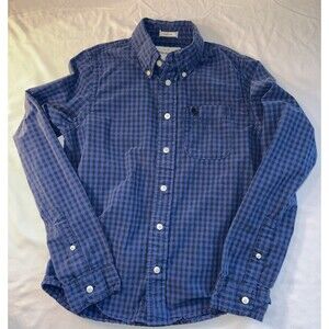 Abercrombie Size XL Boys Shirt Muscle Button Up Long Sleeve Casual Blue Plaid